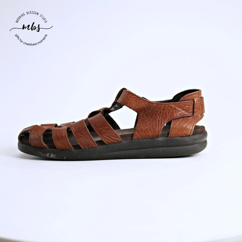 Mephisto Sam Woven Fisherman Soft-Air Travel Comfort Sandals Brown Men EU 47
